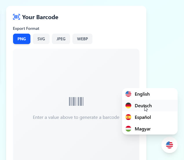 Language selector dropdown placeholder